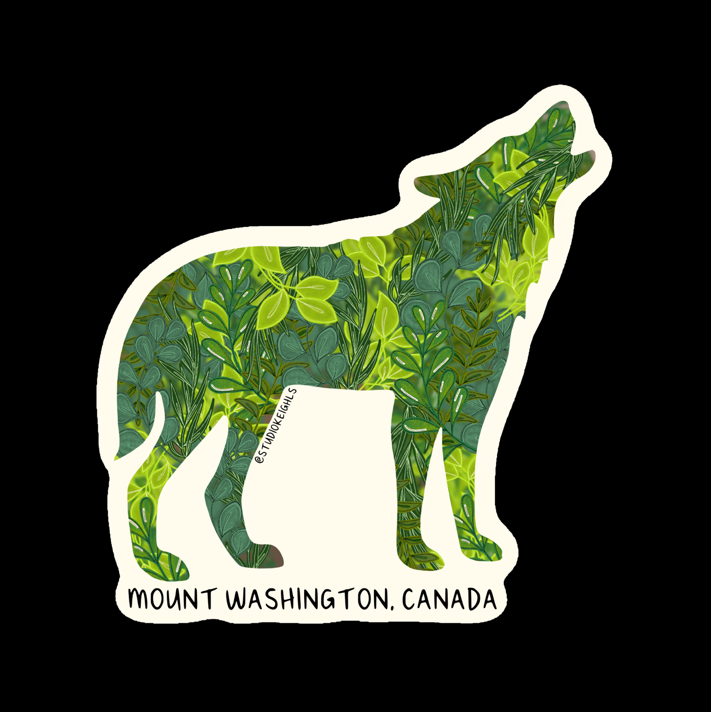Sticker - Fern Wolf - Mt Washington - Wholesale