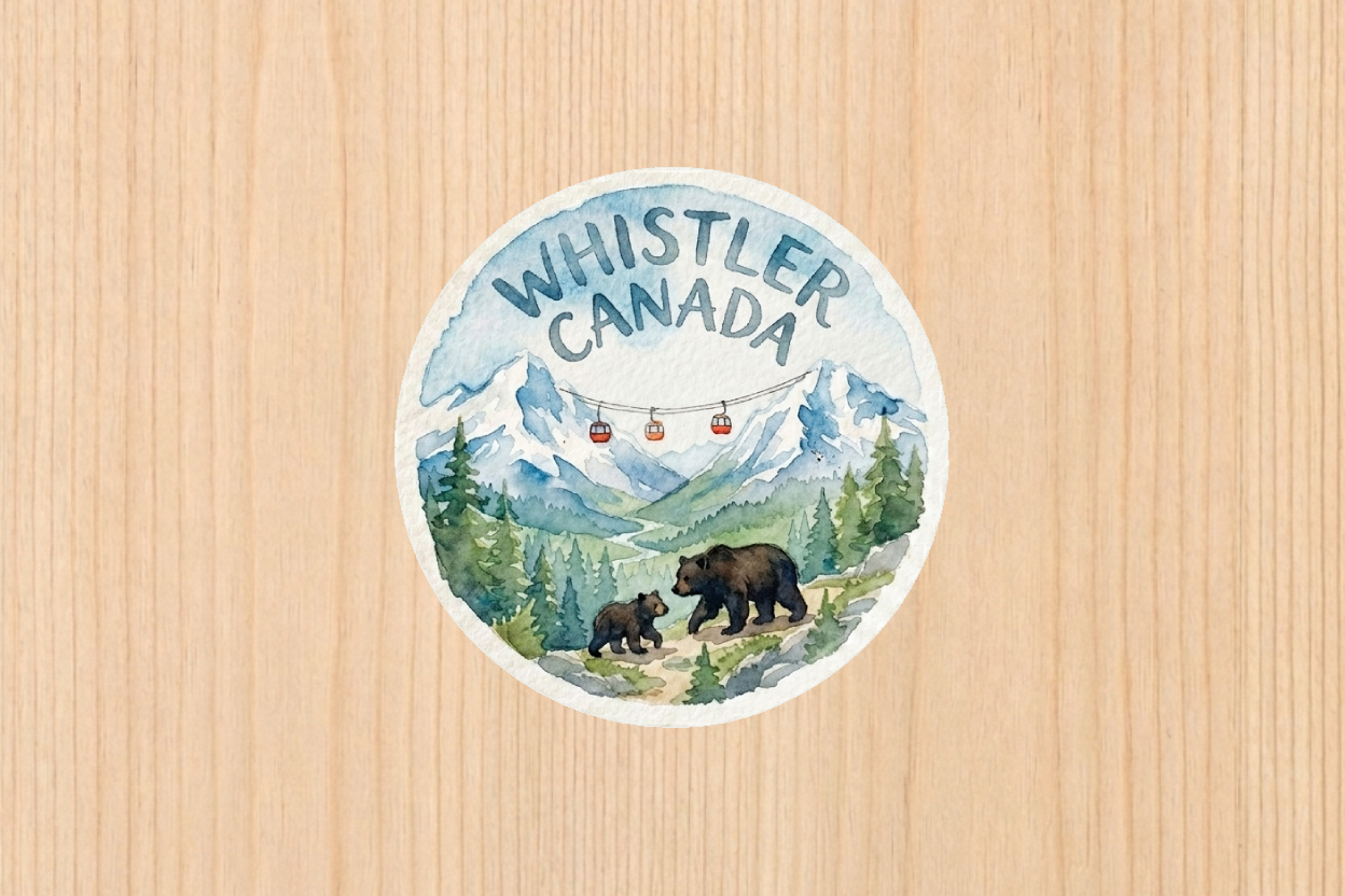 Sticker - Whistler Gondola & Bears Watercolor - Wholesale