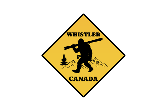 Sticker - Yeti With Skis Sign - Whistler - Wholesale