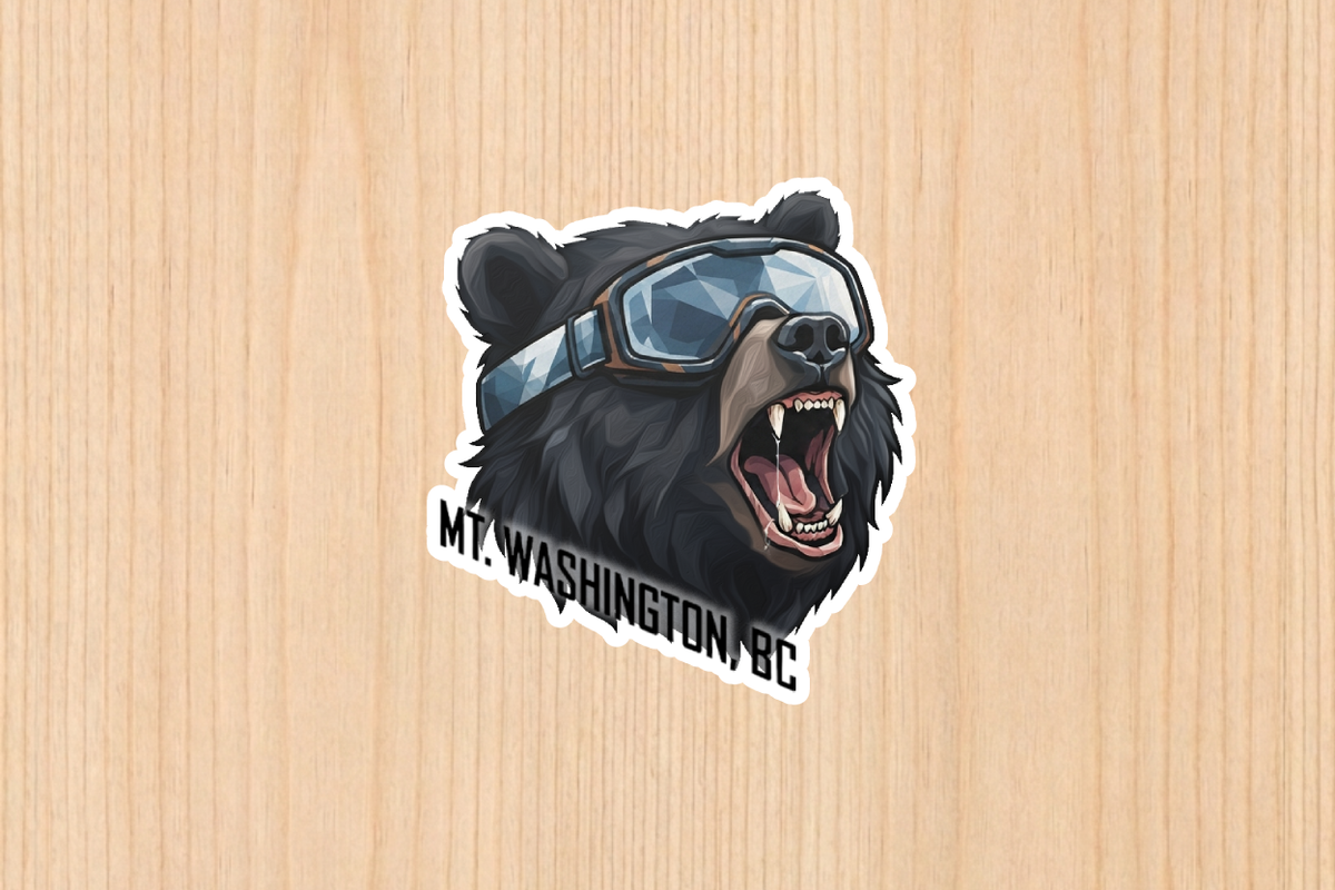 Sticker - Bear Wearing Goggles - Mt Washington - Wholesale