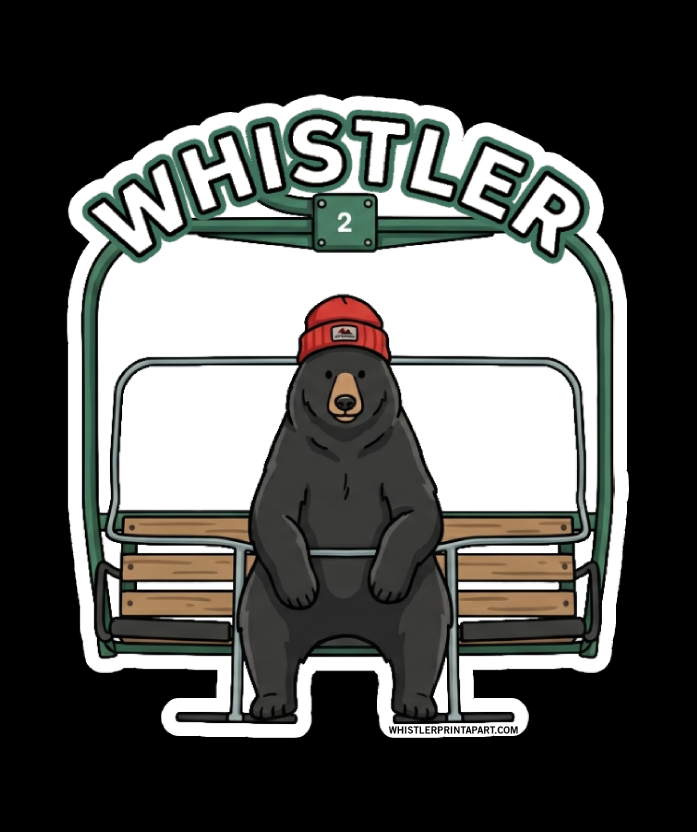 Sticker - Bear on Chairlift - Wholesale