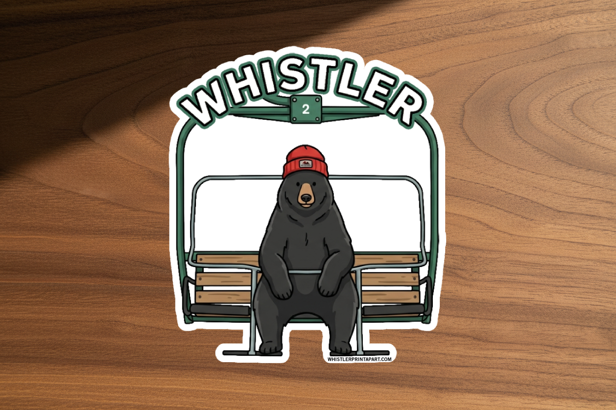 Sticker - Bear on Chairlift - Wholesale