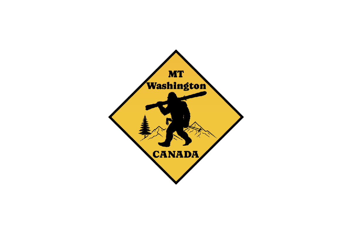 Sticker - Yeti With Skis Sign - Mt Washington - Wholesale