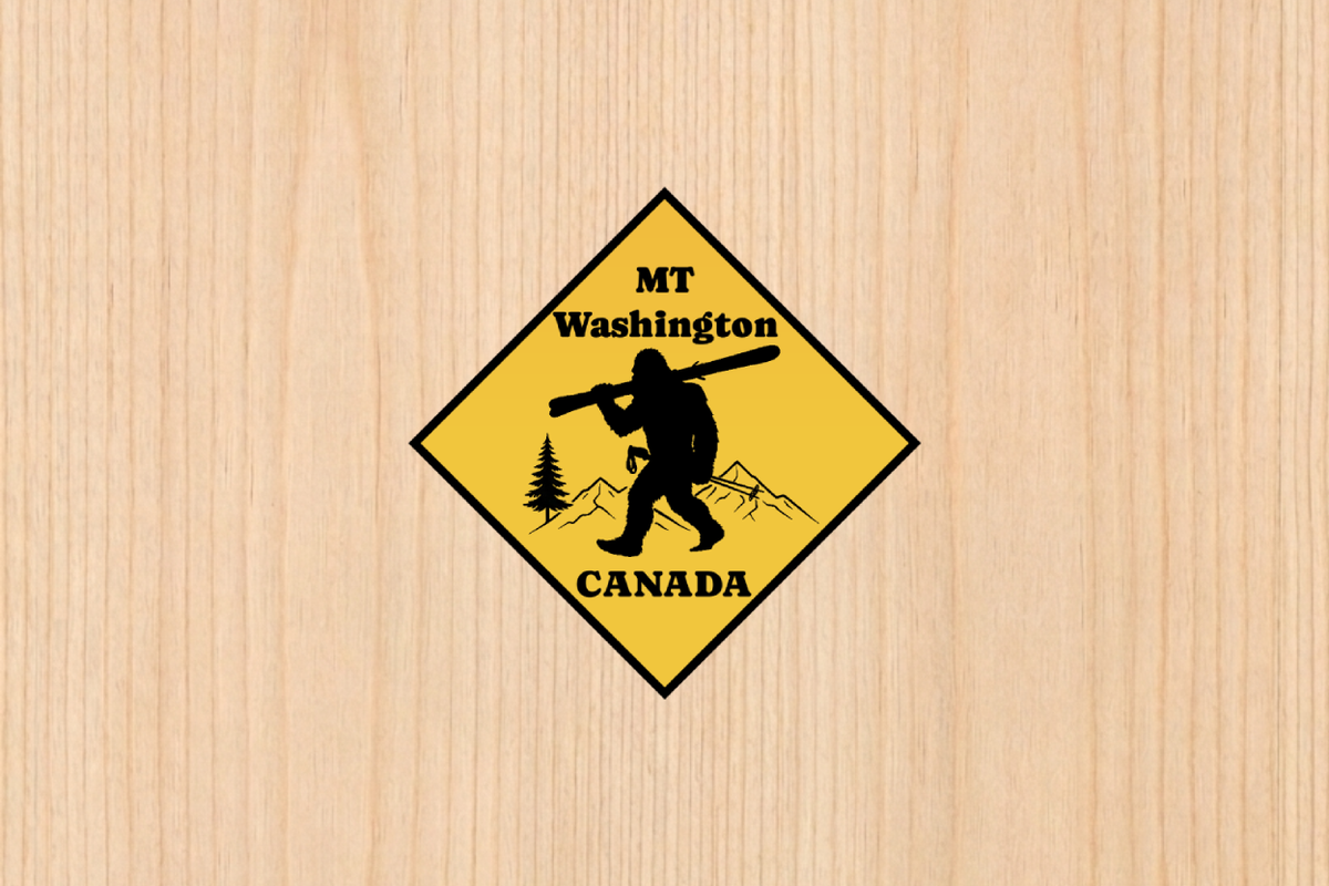 Sticker - Yeti With Skis Sign - Mt Washington - Wholesale