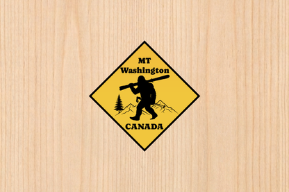 Sticker - Yeti With Skis Sign - Mt Washington - Wholesale