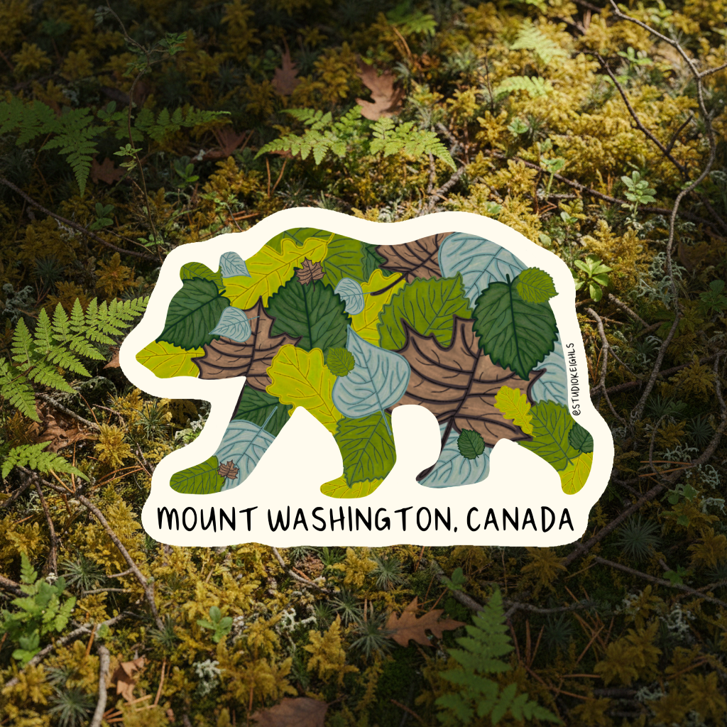Sticker - Leafy Bear - Mt Washington - Wholesale