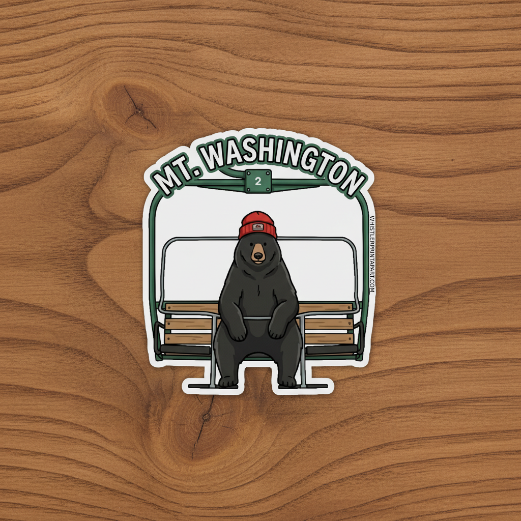 Sticker - Bear on Chairlift - Mt Washington - Wholesale
