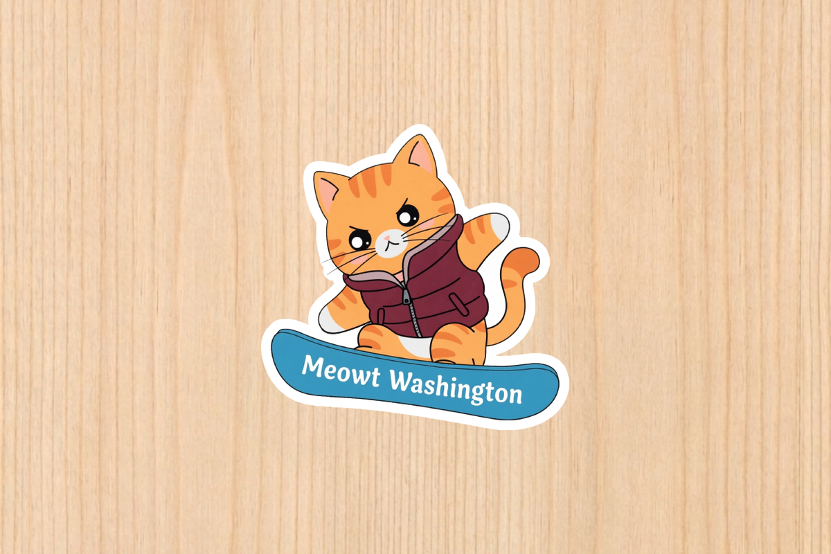 Sticker - Snowboard Cat - Mt Washington - Wholesale