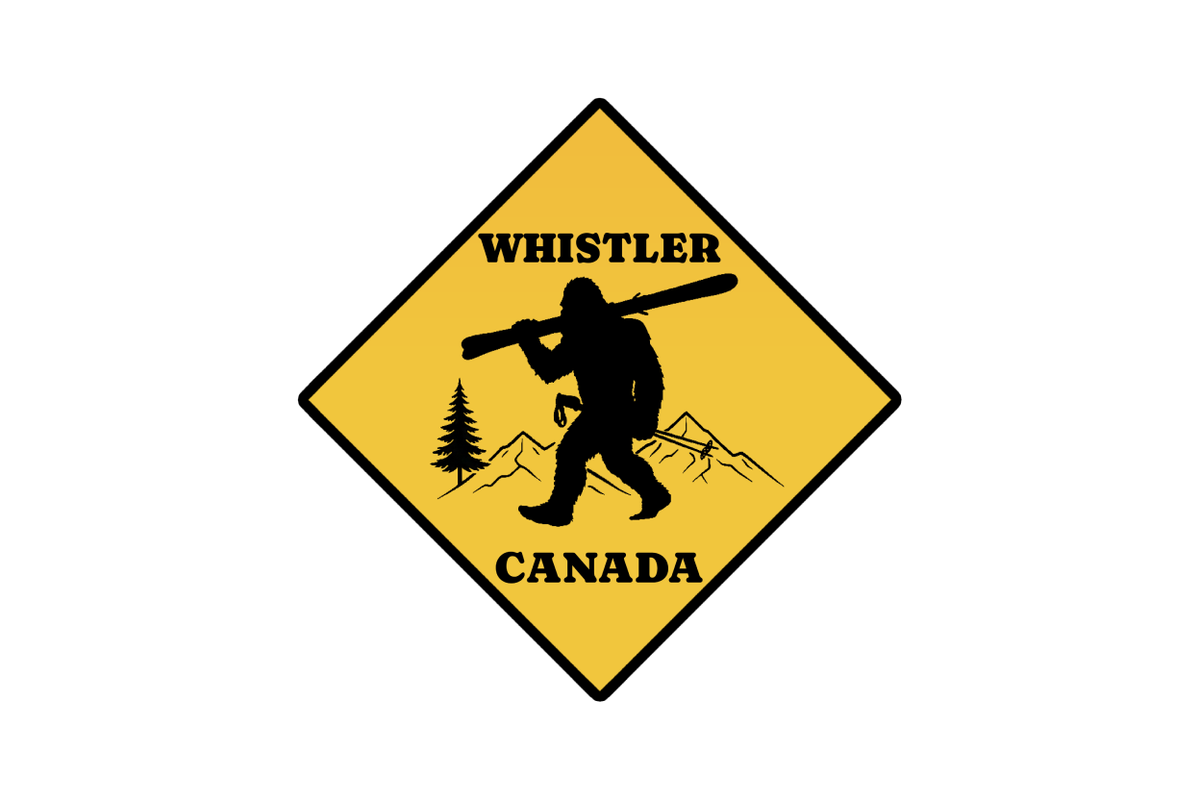 Sticker - Yeti With Skis Sign - Whistler - Wholesale