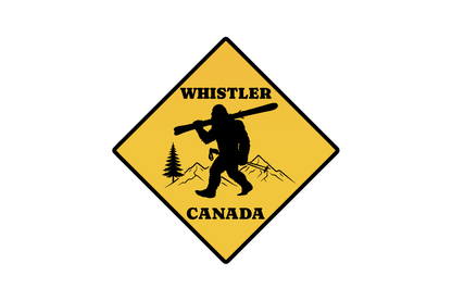 Sticker - Yeti With Skis Sign - Whistler - Wholesale