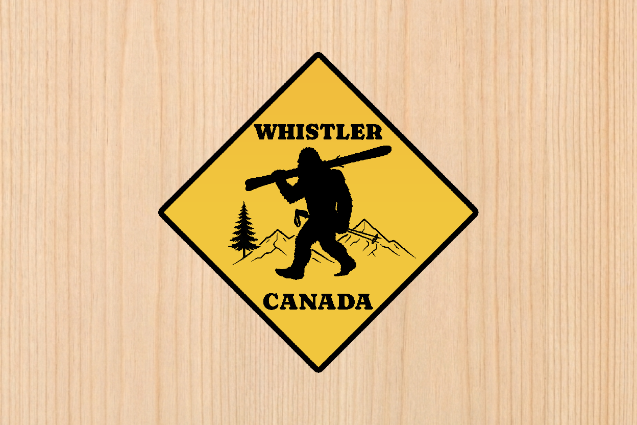 Sticker - Yeti With Skis Sign - Whistler - Wholesale