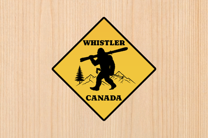 Sticker - Yeti With Skis Sign - Whistler - Wholesale