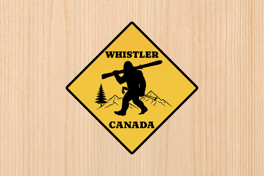 Sticker - Yeti With Skis Sign - Whistler - Wholesale