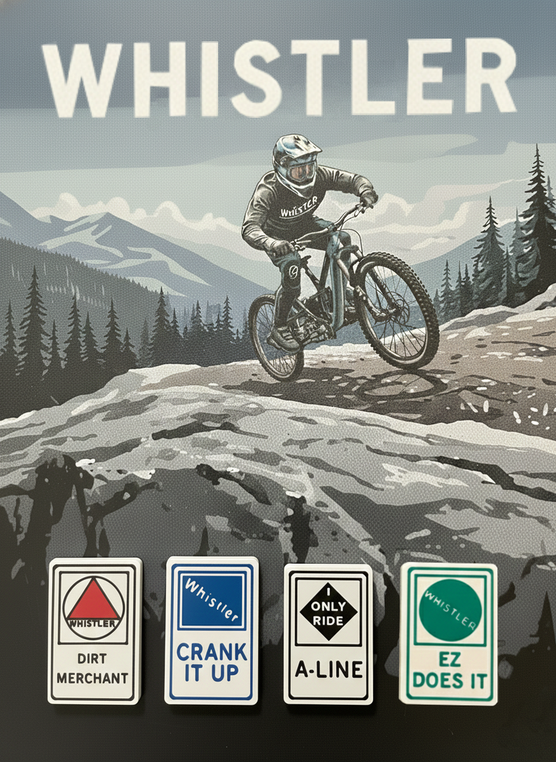 Whistler Trail Sign Magnets – Whistler Bike Park Edition