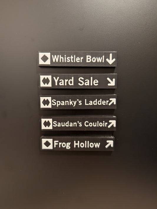 Whistler & Blackcomb Black Diamond and Double Black Diamond Ski Run Themed Sign Magnets